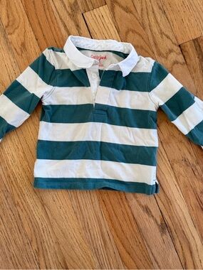 Cat & Jack Teal and White Striped Rugby Polo - Kids